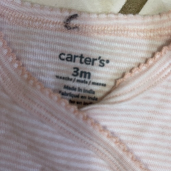 517. Carter's Pink Striped Long Sleeve Snap Shirt Size 3m - Picture 2 of 2